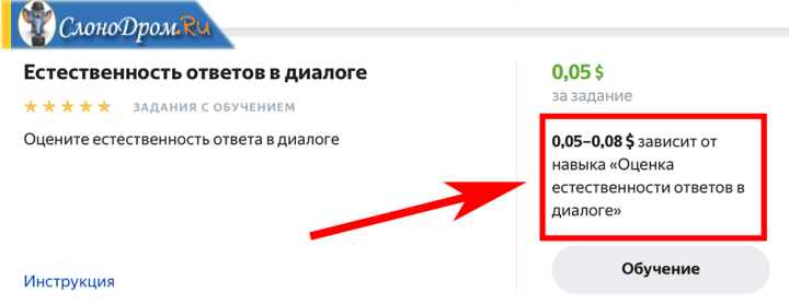 Пример задания с прогрессивной шкалой оплаты
